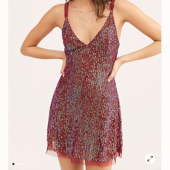 free people red sequin dress